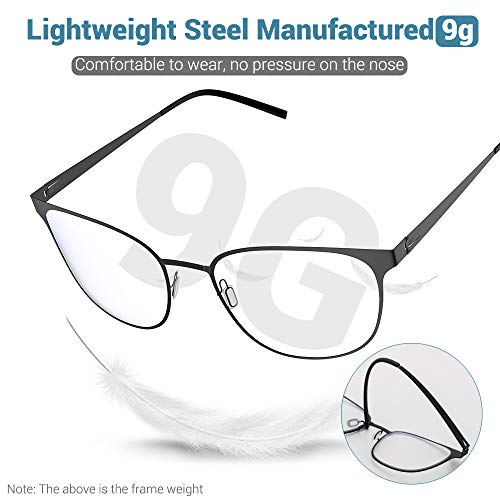 Blaulichtfilter Brille Computerbrille Blaulicht Brille - Avoalre Anti Patentiertes schraubenloses Metallrahmen PC Gamer Brille, filtern 65% des Blaulichts Anti-Müdigkeit, Anti-Blaulicht(Schwarz)