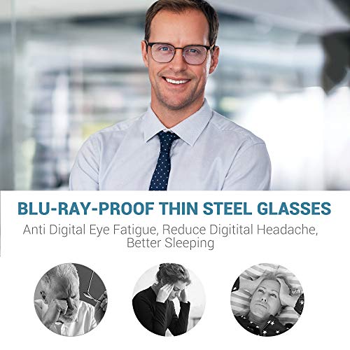 Blaulichtfilter Brille Computerbrille Blaulicht Brille - Avoalre Anti Patentiertes schraubenloses Metallrahmen PC Gamer Brille, filtern 95% des Blaulichts Anti-Müdigkeit, Anti-Blaulicht