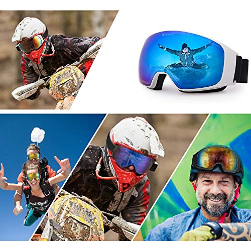 Avoalre Snow Ski Goggles for Men Women, Anti Fog UV400 Snowboard Goggles with Dual Layers Lens, Helmet Compatible Goggles for Winter Outdoor Sport Snowboarding Skating Jet Skiing Snowmobling