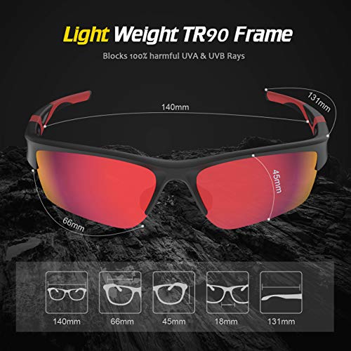Avoalre Sports Sunglasses Durable Glasses with Lightweight PC Lenses and Frame for Men Women Outdoor Skiing Driving Running Cycling Fishing