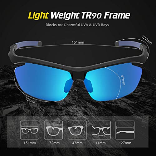 Avoalre® Lunettes de Soleil Sport Homme Lunettes de Vue Femme Unisexe Polarized Conduit TR90 Super Léger Protection UV400 CE Certifié - Bleu