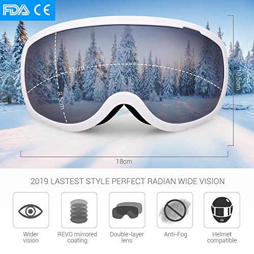 Avoalre Ski Snowboard Goggles for Men Women, UV400 Snow Goggles with Dual Layers Lens, Anti Fog Helmet Compatible Goggles for Winter Outdoor Sport Snowboarding Skating Jet Skiing Snowmobling