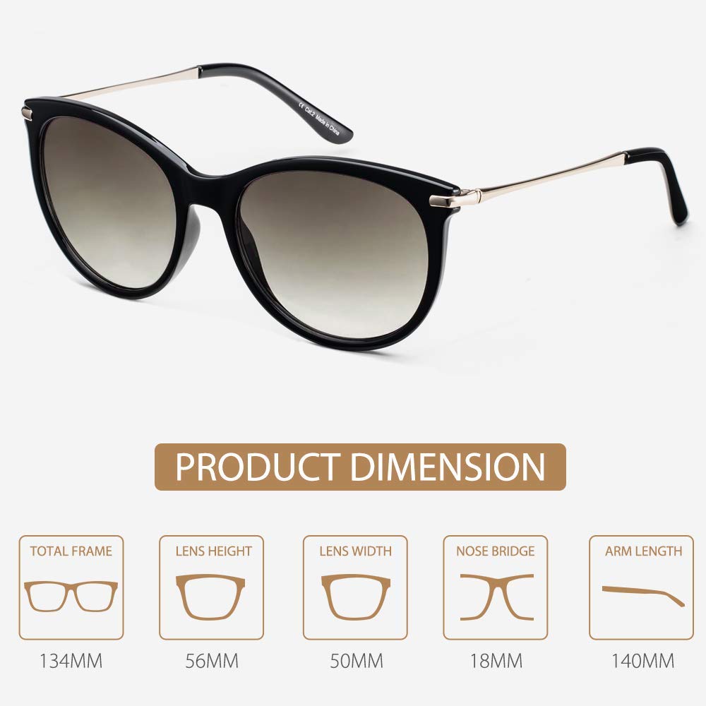 Avoalre Vintage damskie okulary przeciwsłoneczne, męskie, retro, stylowe okulary z metalowymi zausznikami, szkło gradientowe, bardzo duże, 100% ochrony UV400, do jazdy samochodem, na podróż, na imprezę i w czasie wolnym (klasyczne, szare)