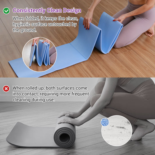 Avoalre Folding Yoga Mat, Eco-Friendly PVC Travel Yoga Mat Packable, Double Sided Non-Slip Printed Yoga Mat 72" x 24" x 1/5"