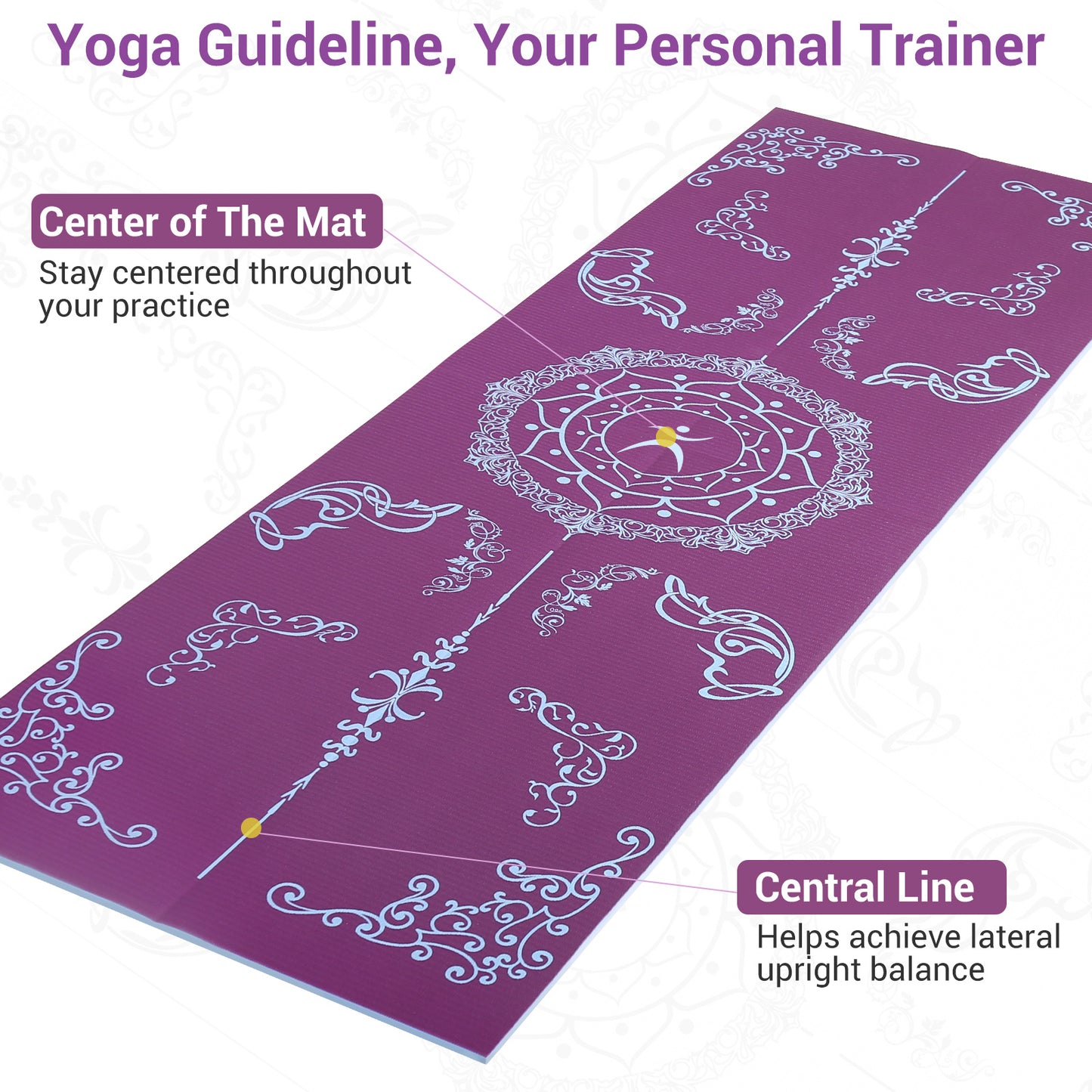 Avoalre Folding Yoga Mat, Eco-Friendly PVC Travel Yoga Mat Packable, Double Sided Non-Slip Printed Yoga Mat 72" x 24" x 1/5"