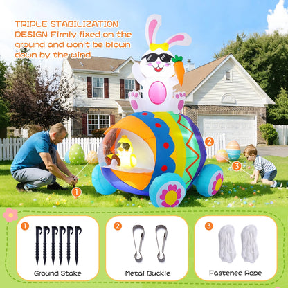 Avoalre Easter Inflatables Bunny Decor, Easter Colorful Blow Up 4.9FT