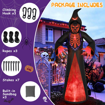 12ft 7-Colored Halloween Inflatable Ghost,Giant Halloween Inflatables Outdoor Scythe Ghost with Rotated LED Lights,Spooky Halloween Blow Up Yard Decorations for Holiday Party Yard Lawn Decor