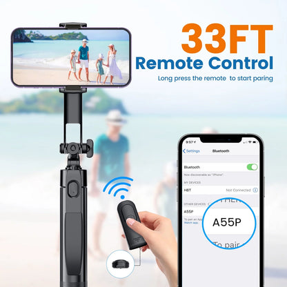 Avoalre 67" Selfie Stick, 360°Rotation Anti-shake Extendable Tripod for iPhone with Remote &Fill Light, Phone Tripod for Android/iOS