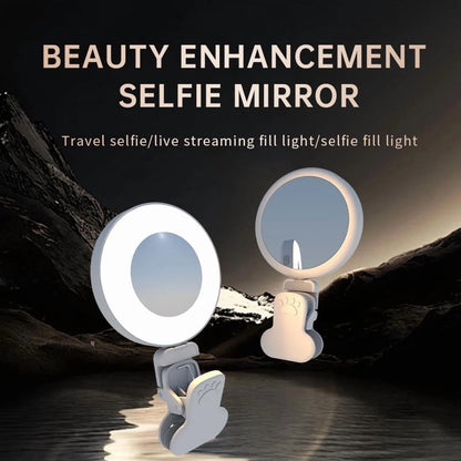 Avoalre Selfie Light for iPhone, 400mAh Rechargeable Led Selfie Light Clip On with mirror, 11 Adjusted Modes Selfie Light for Phone Camera Laptop Makeup Video Conference