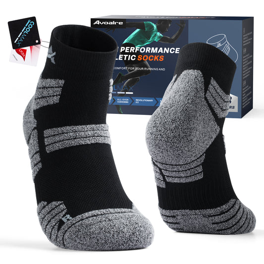 Avoalre No Show Running Socks for Men Women 3 Pairs Coolmax Sports Socks Cushioned Athletic Socks Breathable Anti-Blister Arch Support Moisture Wicking Anti-Odor