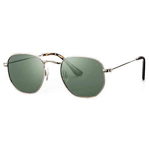Avoalre Polarised Sunglasses UV400 Protection Retro Hexagon Fashion Unisex for Men Women Funky Hippy 70s Elvis Mirror Lens