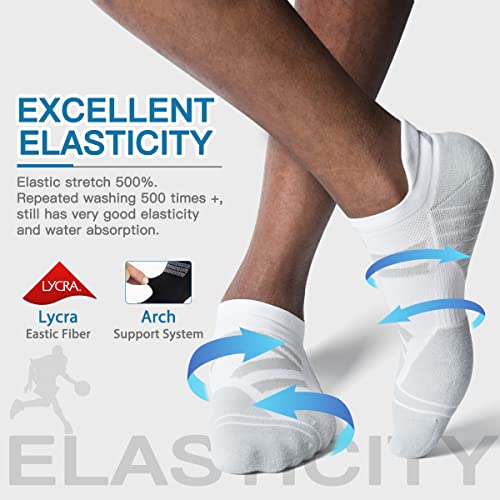 Ankle Athletic Running Sports Low Cut Tab Socks Coolmax Moisture Wicking Seamless 3Pairs (Ankle-White Grey, Small)