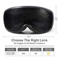 Elegear Skibrille Damen Herren Ski Goggles Snowboardbrille Anti-Fog 100% UV400 Schutz Verspiegelt Schneebrille Helmkompatible Skibrille für Snowboard Skifahren - Schwarz