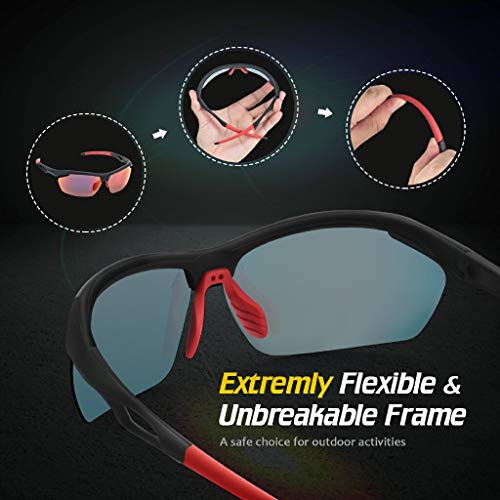 Avoalre Polarized Sunglasses Sports Glasses with UV400 Protection & Unbreakable Frame for Unisex Skiing Driving Fishing Golfing Running Cycling - Red