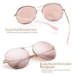 Avoalre Sunglasses Women Ladies Oval Retro Vintage 70s Pilot Style Oversized UV400 100% Protection for Holiday Season Pink Mirrored Lenses Rose Gold Metal Frame