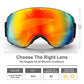 Elegear Skibrille Damen Herren Ski Goggles Snowboardbrille Anti-Fog 100% UV400 Schutz Verspiegelt Schneebrille Helmkompatible Skibrille für Snowboard Skifahren - Rot
