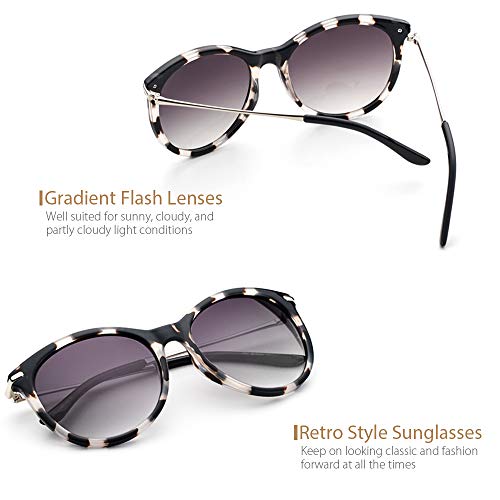 Avoalre Women Sunglasses Cateye UV400 100% Protection Leopard Eyewear Oversized Round Frame Coloured Lenses Retro Vintage Fashion for Summer Holiday