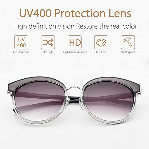 Avoalre Sunglasses for Womens UV 400 Protection 100% Oversized Eyewear Round Cat Women Shades Mirrored Ladies Classic Vintage Glasses Brand Design for Driving Fishing Traveling Golf