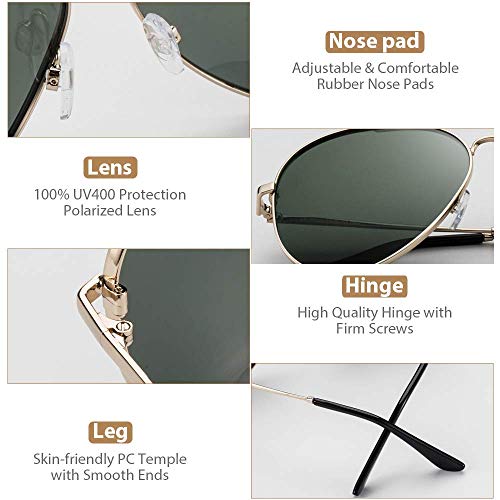 Aviator Sunglasses for Men Polarized LUXEAR Men Sunglasses UV400 Protection with Case Classic Style for Driving Cycling …