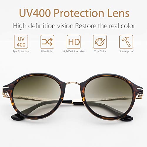 Avoalre Women Sunglasses Cateye UV400 100% Protection Leopard Eyewear Round Frame Coloured Lenses Retro Vintage Fashion for Summer Holiday