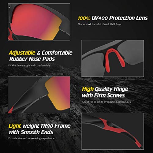 Avoalre Sports Sunglasses Durable Glasses with Lightweight PC Lenses and Frame for Men Women Outdoor Skiing Driving Running Cycling Fishing