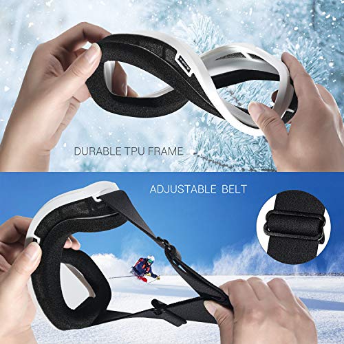 Avoalre Ski Snowboard Goggles for Men Women, UV400 Snow Goggles with Dual Layers Lens, Anti Fog Helmet Compatible Goggles for Winter Outdoor Sport Snowboarding Skating Jet Skiing Snowmobling