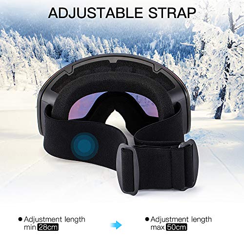 Avoalre Skibrille Snowboardbrille Für Damen und Herren - Rahmenlos Ski Snowboard Brille für Brillenträger Schutzbrillen, 100% OTG Anti-Fog 400 UV-Schutz Schneebrille Verspiegelt Snowboard Ski Goggles