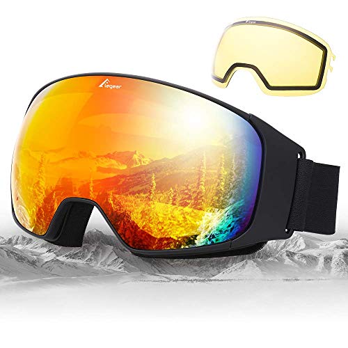 Avoalre Snowboard Ski Goggles Snow Glasses - UV400 Snowmobile Goggles Anti Fog - Interchangeable Snow Goggles Dual Layers Lens Skiing Equipment for Men Women Youth Kids Winter Outdoor Sport Skiing