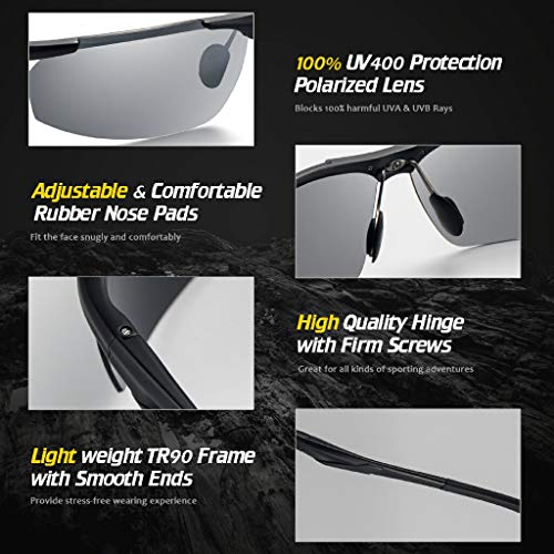 Avoalre Sports Sunglass Polarized Glasses for Men and Women Fashion Sunglasses with AL-MG Frame 100% UV400 Protection for Outdoor Driving Cycling Fishing Golfing Running