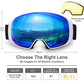 Elegear Skibrille Damen Herren Ski Goggles Snowboardbrille Anti-Fog 100% UV400 Schutz Verspiegelt Schneebrille Helmkompatible Skibrille für Snowboard Skifahren - Blau