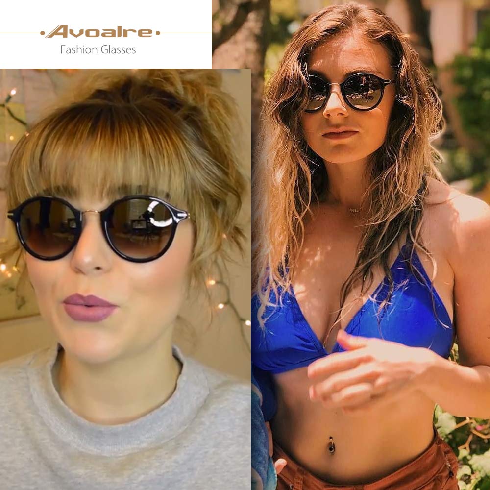 Avoalre zonnebril dames retro zonnebril, 2020 trend vintage stijl verloopglas metalen beugels 100% UV400 bescherming (retro 2)