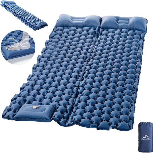 Sleeping Pad for Camping, Avoalre Inflatable Camping Pad for 2 Person Foot Press Lightweight Backpacking Mat for Hiking Travel Camping Durable Waterproof Air Mattress Compact Hiking Pad
