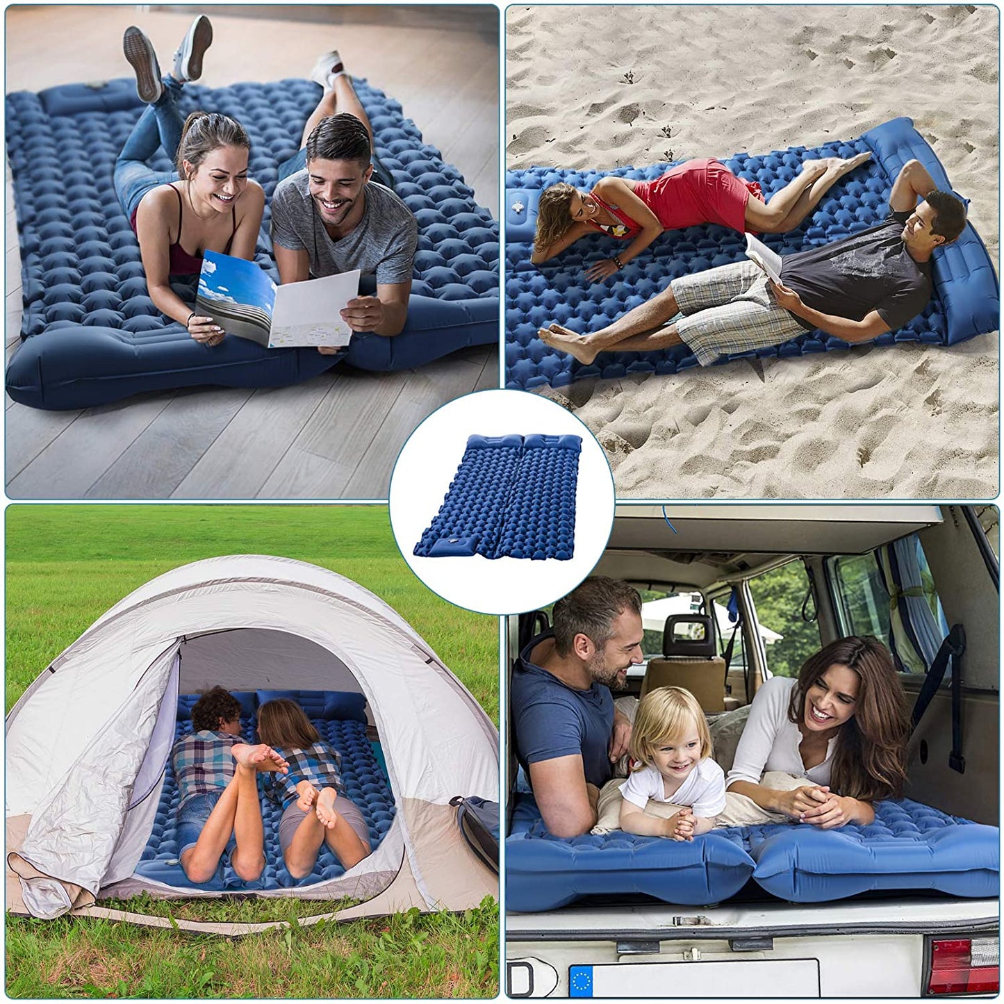 Sleeping Pad for Camping, Avoalre Inflatable Camping Pad for 2 Person Foot Press Lightweight Backpacking Mat for Hiking Travel Camping Durable Waterproof Air Mattress Compact Hiking Pad